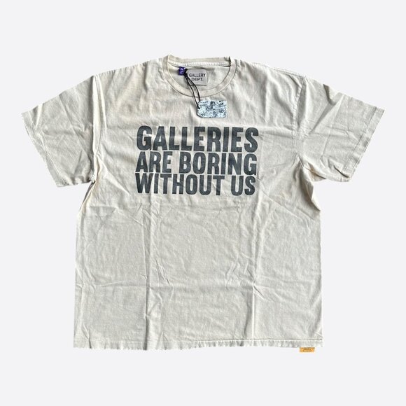 Gallery Dept Antique White & Black Boring Logo T-Shirt